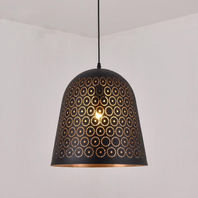 Warehouse Patterned Pendant Lamp Kit - Metallic Black Ceiling Light for Restaurant