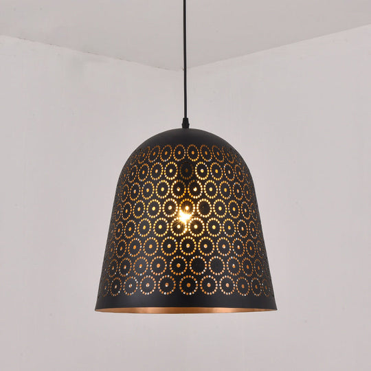 Warehouse Patterned Pendant Lamp Kit - Metallic Black Ceiling Light for Restaurant