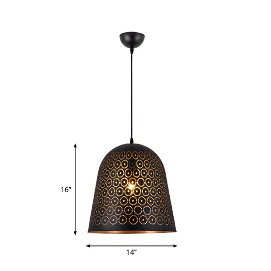 Warehouse Patterned Pendant Lamp Kit - Metallic Black Ceiling Light for Restaurant