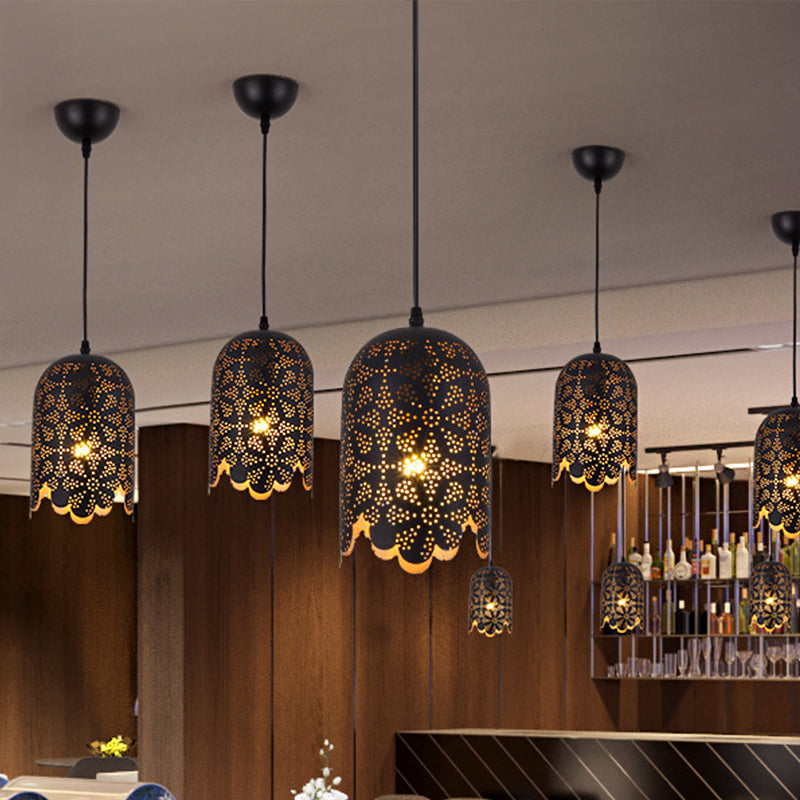 Modern Metallic Black Pendant Light For Restaurants: 1-Head Cylinder/Oval Design With Warehouse