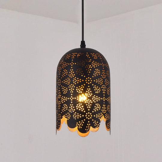 Warehouse Patterned Pendant Lamp Kit - Metallic Black Ceiling Light for Restaurant