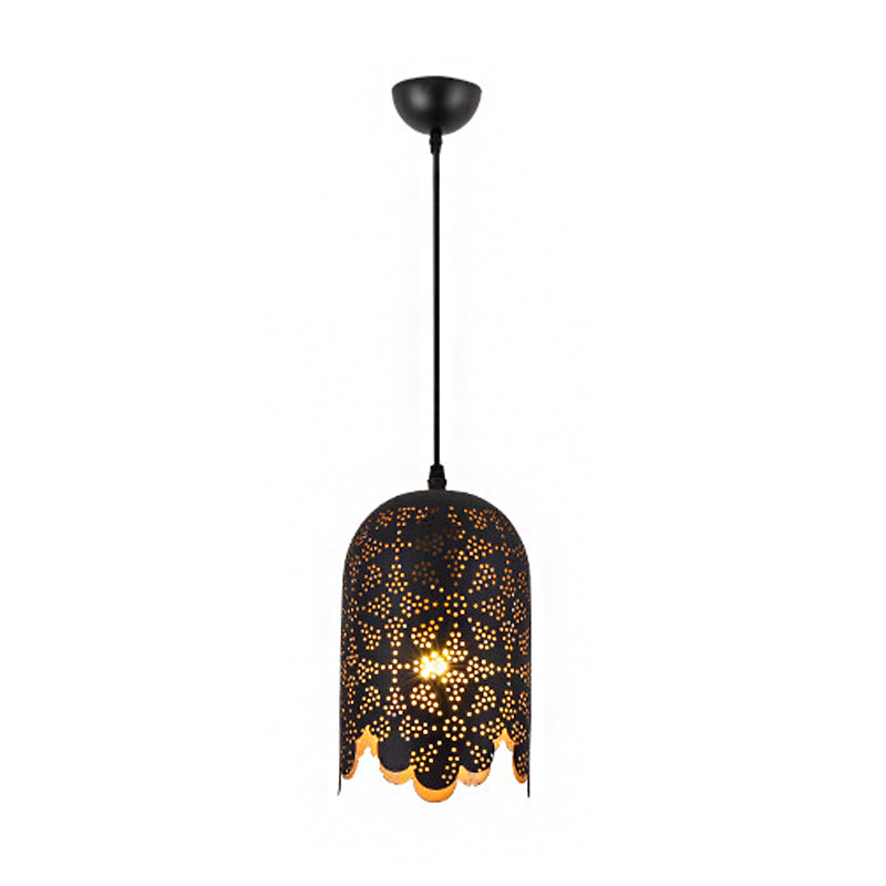 Warehouse Patterned Pendant Lamp Kit - Metallic Black Ceiling Light for Restaurant