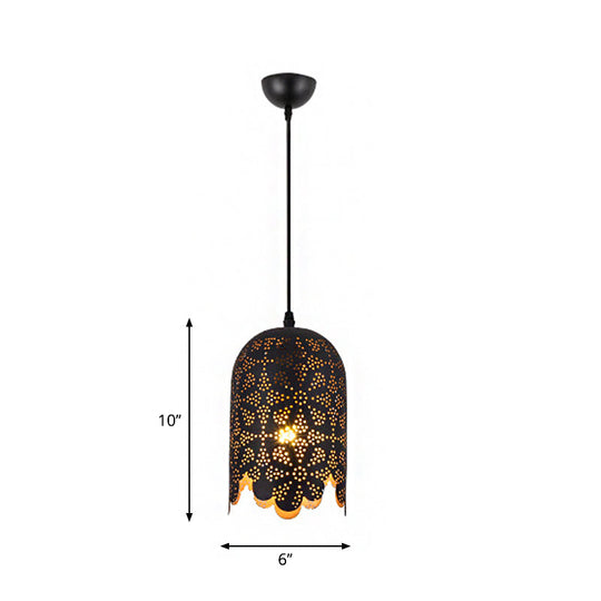 Warehouse Patterned Pendant Lamp Kit - Metallic Black Ceiling Light for Restaurant