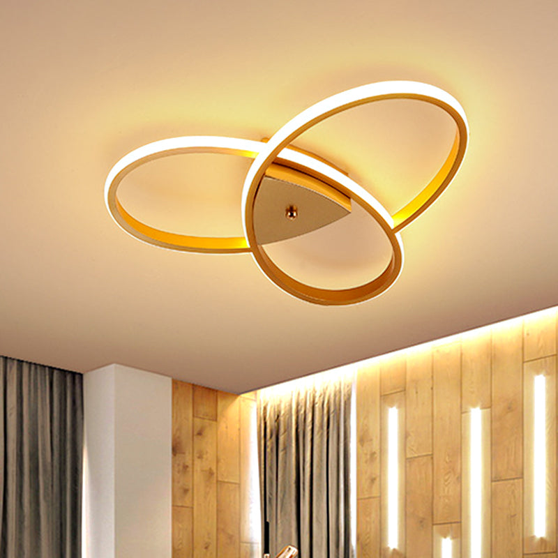 Modern Oval Ceiling Flush Metallic Led Bedroom Semi Mount Lighting - 19/25.5 Width Black/Gold