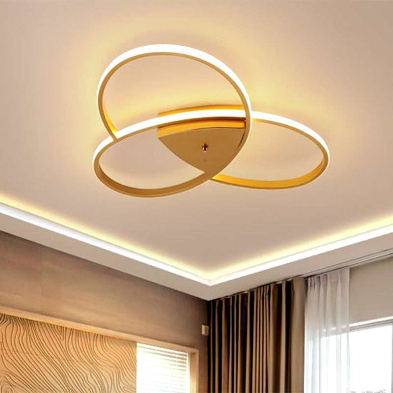 Modern Oval Ceiling Flush Metallic Led Bedroom Semi Mount Lighting - 19/25.5 Width Black/Gold