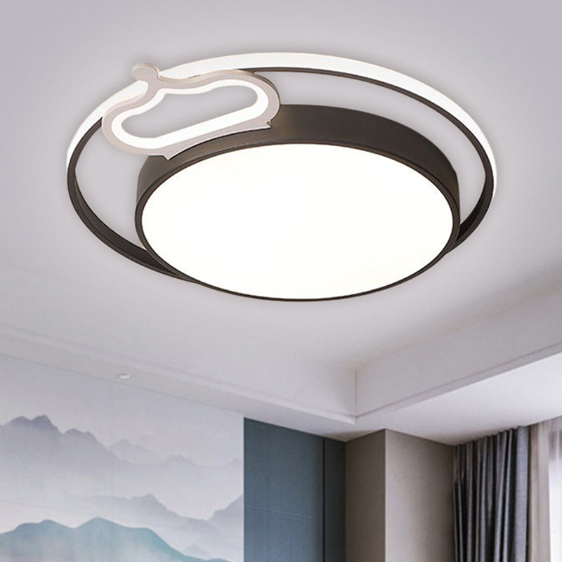 Modern Nordic Led Flush Mount Drum Ceiling Lamp In Black/White 16.5/20.5 Width - Warm/White Light