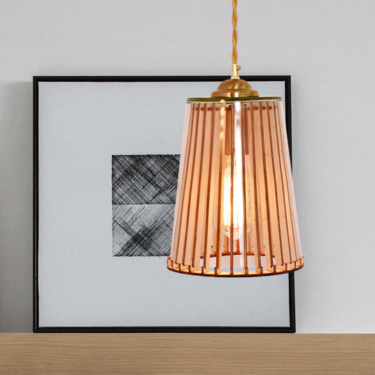 Farmhouse Gold Pendulum Light with Amber Glass Cone/Barrel Shade and Stranded Rope Pendant