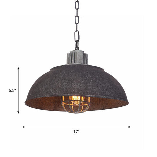 Black Vintage Metal Pendant Light with Oval Cage Shade - Single Head Suspension Lamp