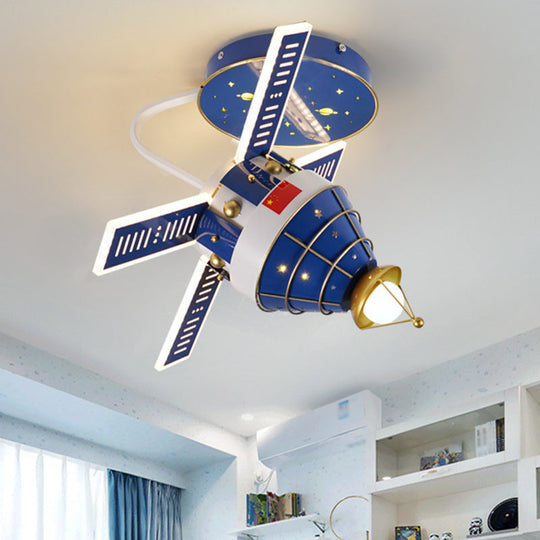 Blue Satellite LED Flush Mount Ceiling Fixture with Modernist Metal Shade and Flush Lighting