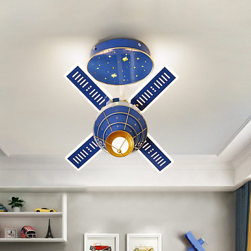 Blue Satellite LED Flush Mount Ceiling Fixture with Modernist Metal Shade and Flush Lighting