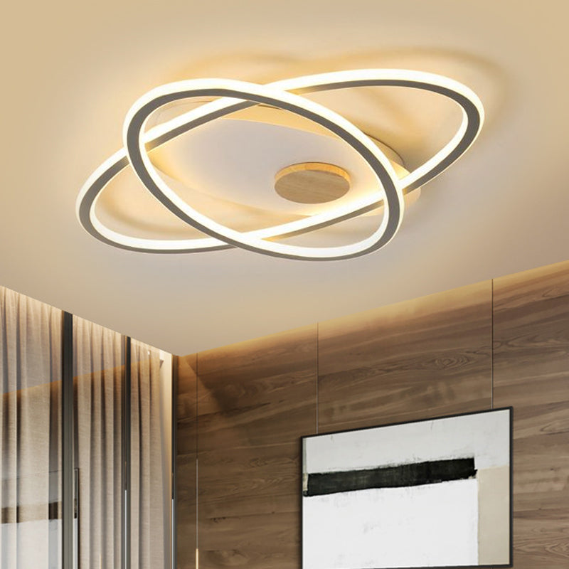 16.5"/20.5" W Oval Acrylic Ceiling Lamp - Simplicity LED Grey Semi Flush Mount Lighting with Warm/Color-Changing Light