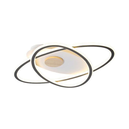 16.5"/20.5" W Oval Acrylic Ceiling Lamp - Simplicity LED Grey Semi Flush Mount Lighting with Warm/Color-Changing Light