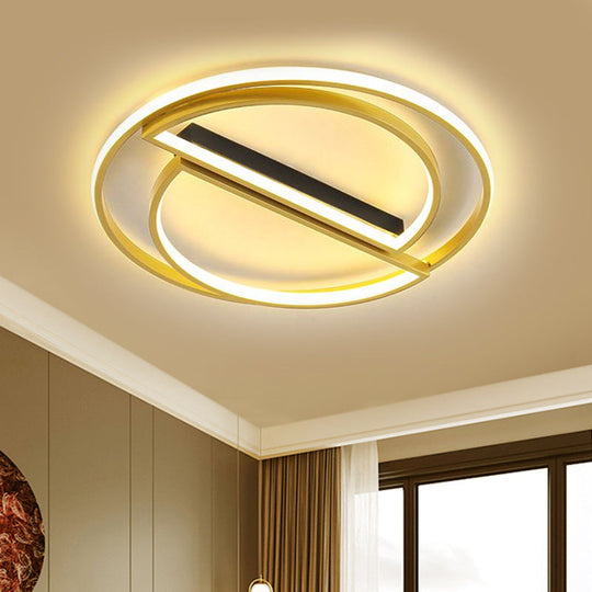 Integrated Circle Flush LED Ceiling Lamp in Black/Gold with Warm/White Light, Available in 16.5"/20.5" Widths