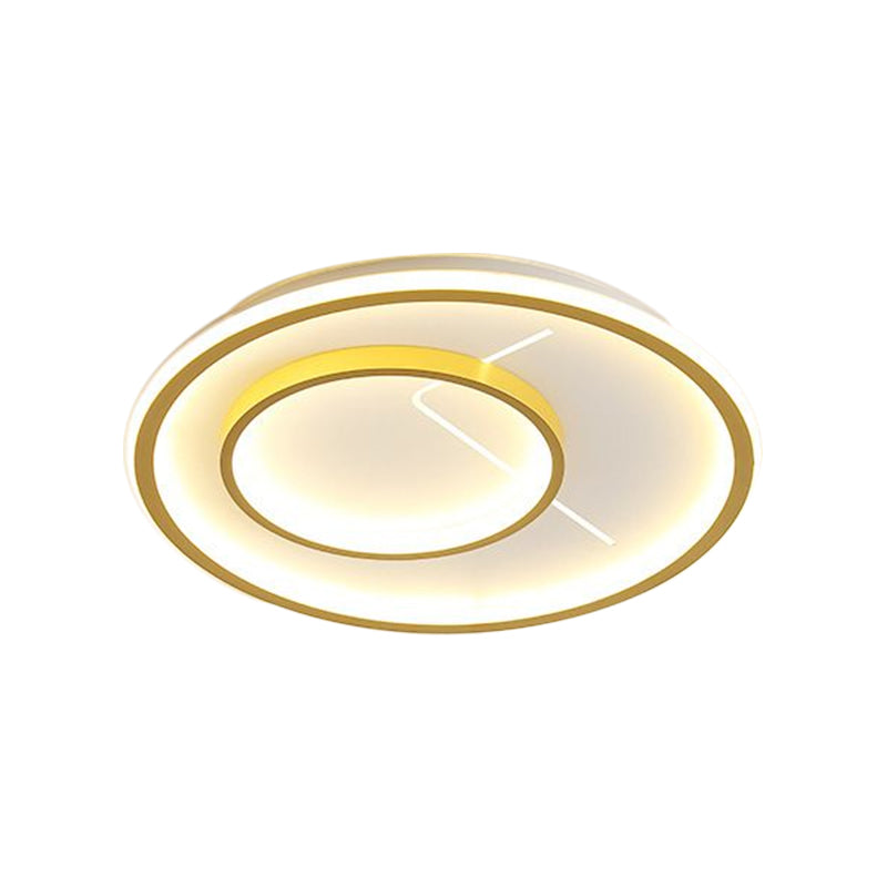 Aluminum 2-Ring Flush Mount Gold LED Ceiling Light Fixture in Warm/White