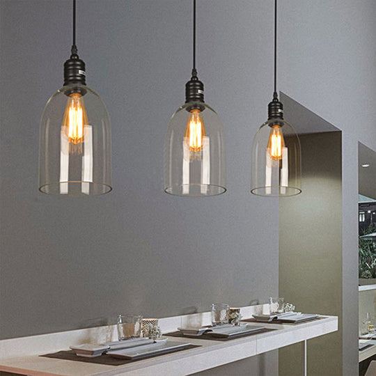 Industrial Black Clear Glass Pendant Ceiling Light - Sleek Jug Style Fixture With One Bulb