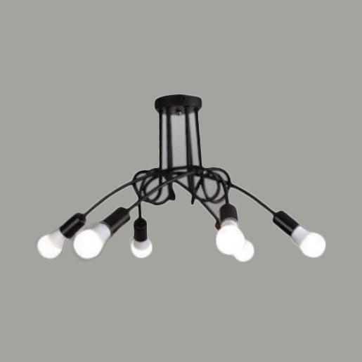 Retro Twist Arm Semi Flush Mount Ceiling Light - 3/5-Head Stylish Kitchen Lighting in Black/White