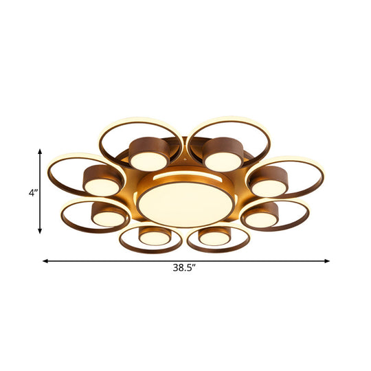 Contemporary LED Ceiling Light with Acrylic Shade Available in Warm/White Light - 2/4/6 Lights Flush Mount Fixture in Brown Round Design