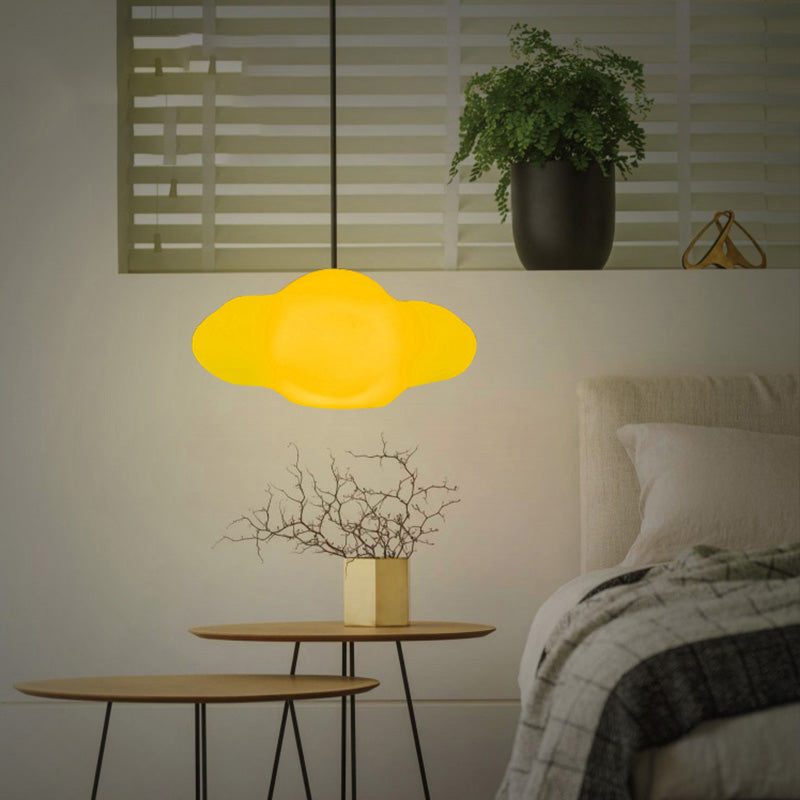 White Cloud Pendant Light - Modern PE 1-Light Hanging Light in Warm/White for Bedroom