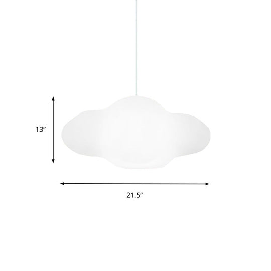 White Cloud Pendant Light - Modern PE 1-Light Hanging Light in Warm/White for Bedroom