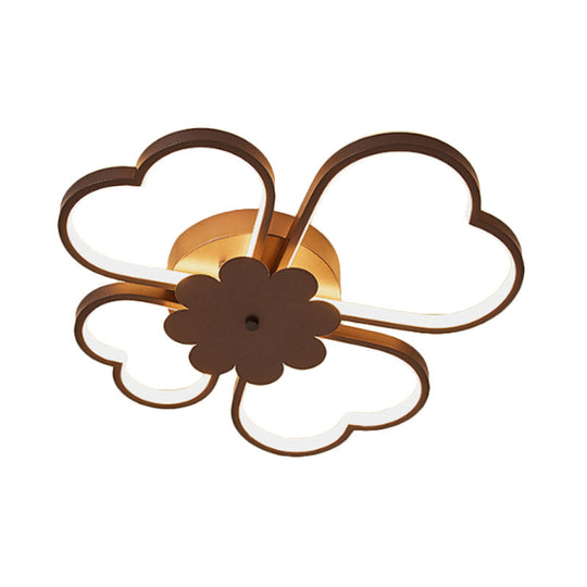 Simplicity LED Flower Ceiling Light in White/Brown - 19.5"/23.5" Wide - Warm/White/Natural Light - Acrylic Flush Mount Lamp