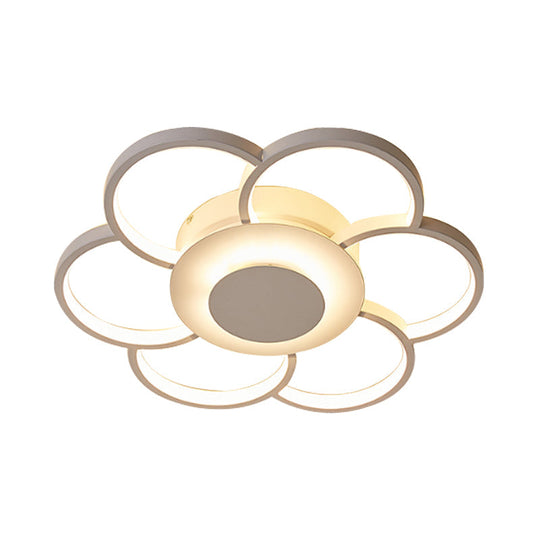 Floral Bedroom LED Flush Mount Light: Simple Ceiling Fixture in Warm/White/Natural Light, Acrylic Material, 19.5"/25.5" Wide