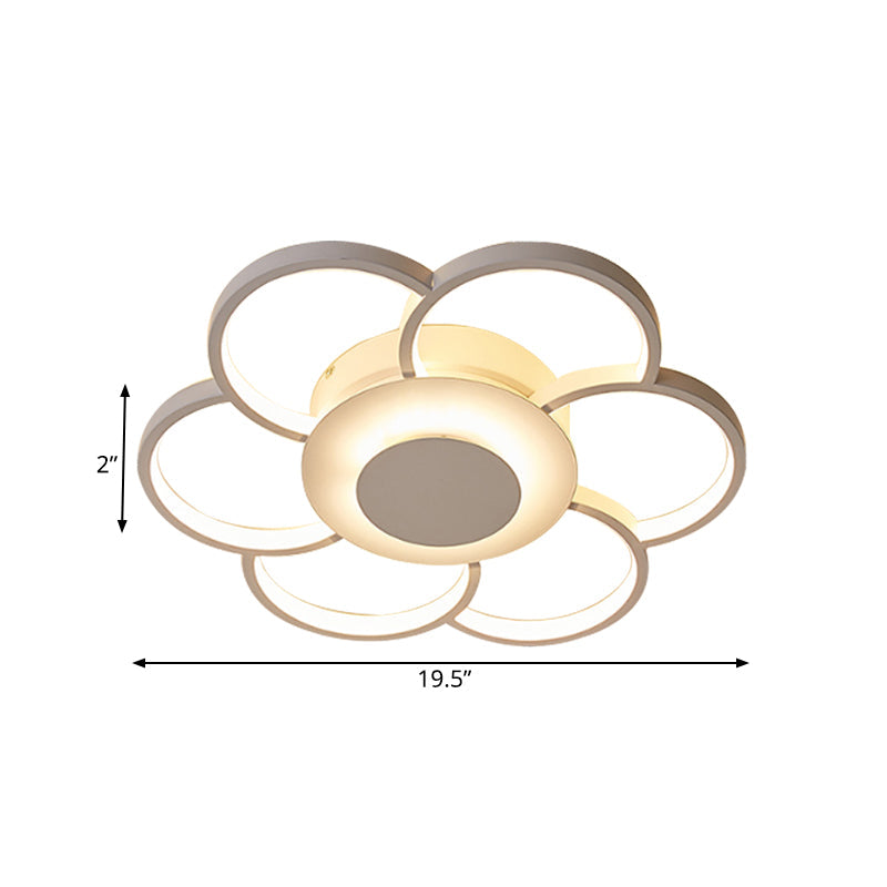 Floral Bedroom LED Flush Mount Light: Simple Ceiling Fixture in Warm/White/Natural Light, Acrylic Material, 19.5"/25.5" Wide