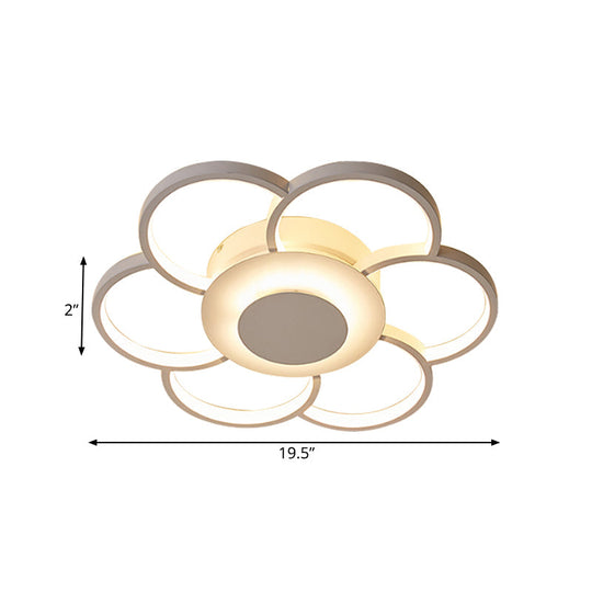 Floral Bedroom LED Flush Mount Light: Simple Ceiling Fixture in Warm/White/Natural Light, Acrylic Material, 19.5"/25.5" Wide