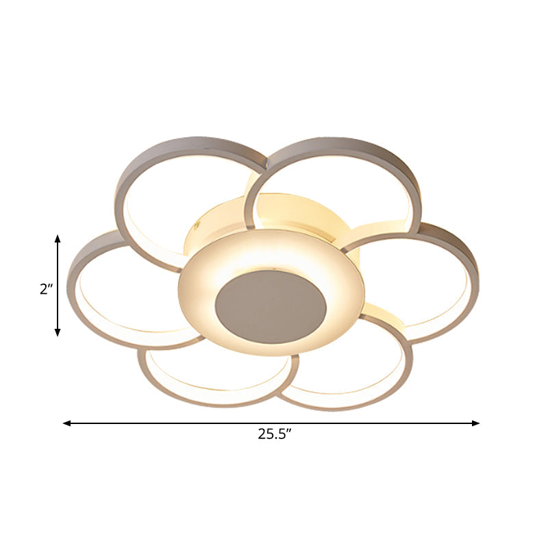 Floral Bedroom LED Flush Mount Light: Simple Ceiling Fixture in Warm/White/Natural Light, Acrylic Material, 19.5"/25.5" Wide