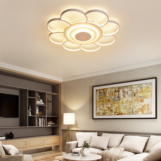 31.5"/39" Flower Flushmount Acrylic LED White Ceiling Light in Warm/White/Natural Light - Simple & Wide