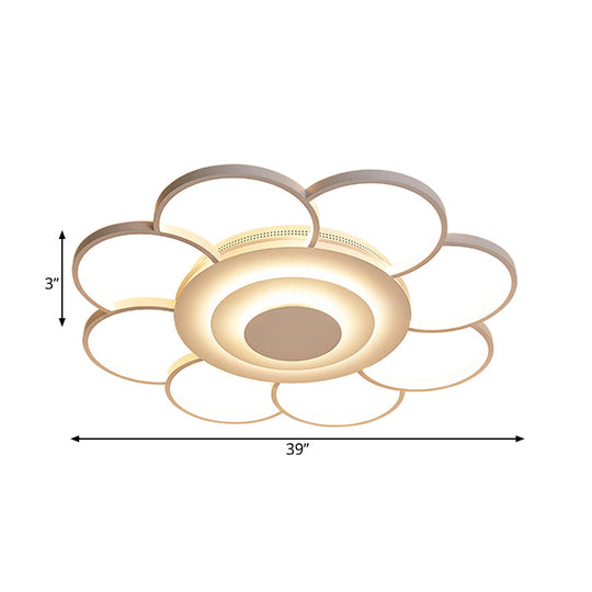 31.5"/39" Flower Flushmount Acrylic LED White Ceiling Light in Warm/White/Natural Light - Simple & Wide