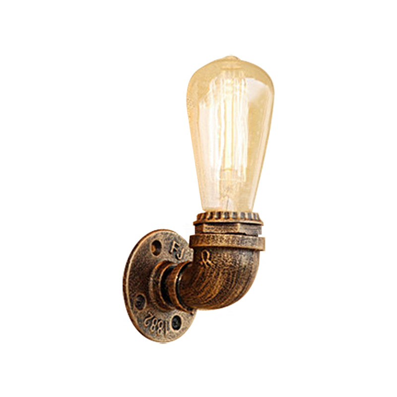 Rustic Bare Bulb Wall Sconce Lighting: Stylish Metal 1 Head Black/Bronze - Perfect For Living Room