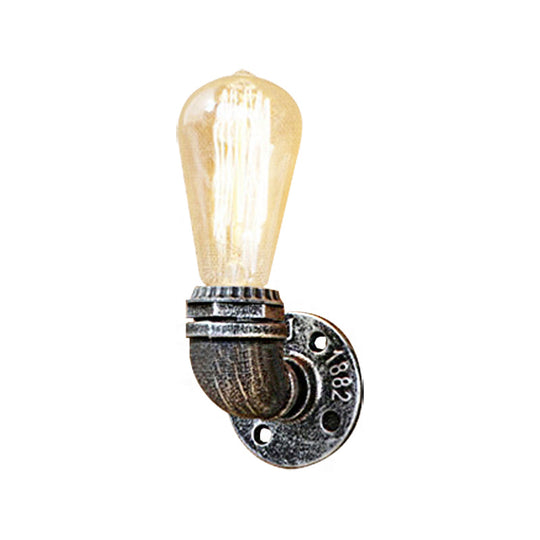 Rustic Bare Bulb Wall Sconce Lighting: Stylish Metal 1 Head Black/Bronze - Perfect For Living Room