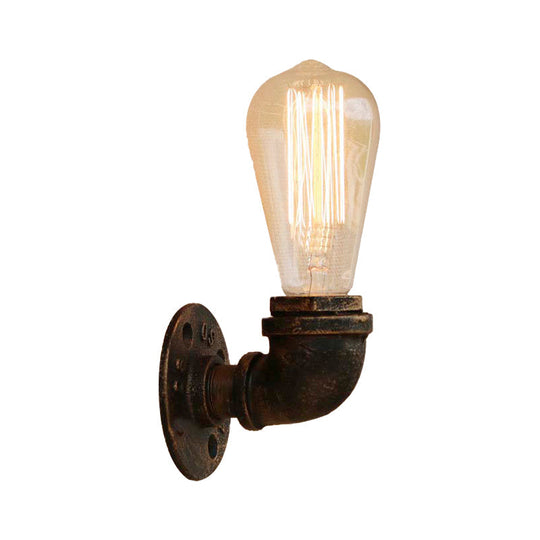 Rustic Bare Bulb Wall Sconce Lighting: Stylish Metal 1 Head Black/Bronze - Perfect For Living Room