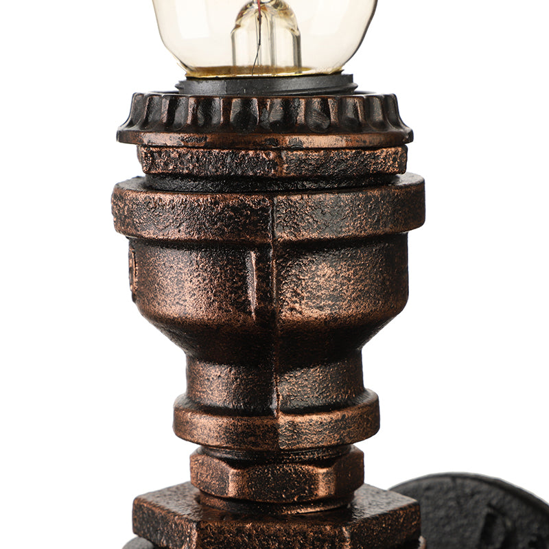 Industrial Bare Bulb Mini Wall Light In Black/Copper For Living Rooms With Metallic Water Pipe