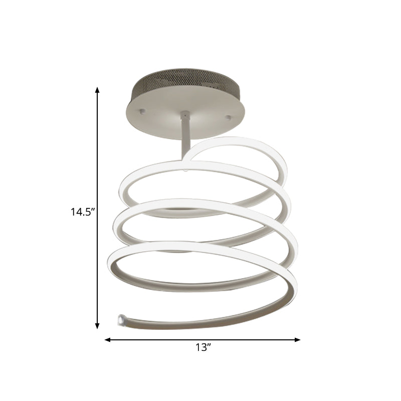 LED Acrylic Spiral Semi Flush Ceiling Light in Warm/White