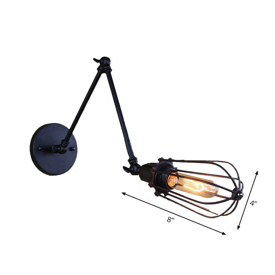 Adjustable Arm Wall Light With Cage Shade Loft Style Black/Brass/Aged Brass - Ideal For Table