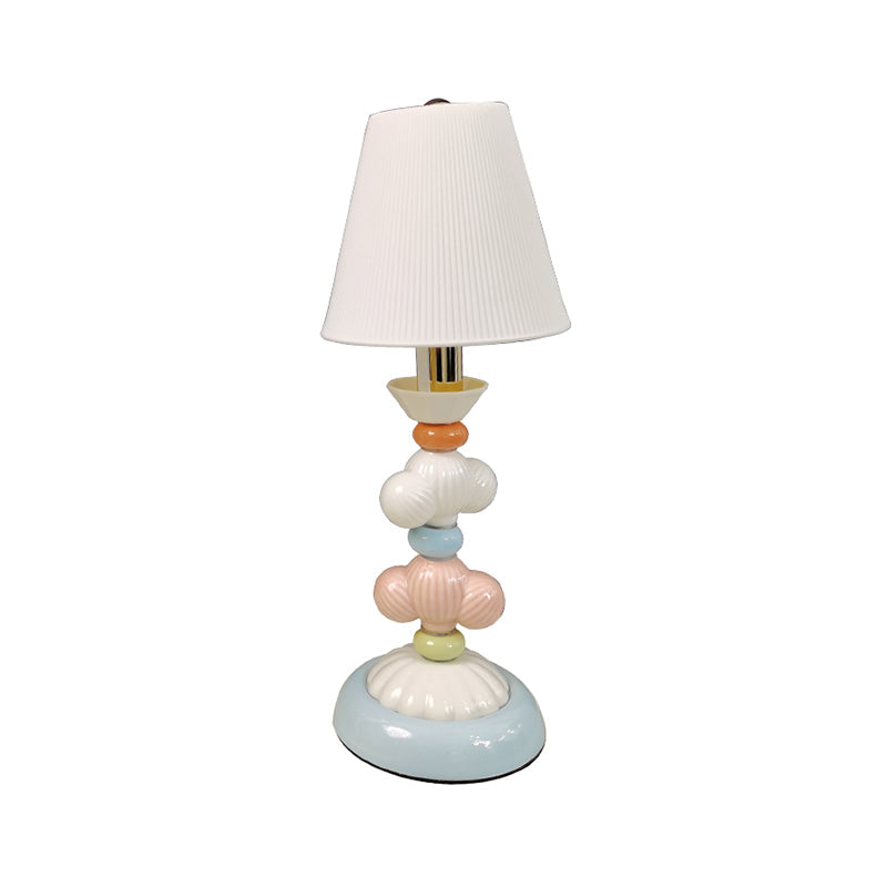 Kids Book Light - Fabric Conical Table Lamp With Ceramic Base (White)