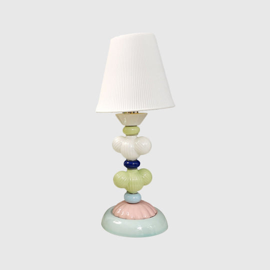 Kids Book Light - Fabric Conical Table Lamp With Ceramic Base (White)