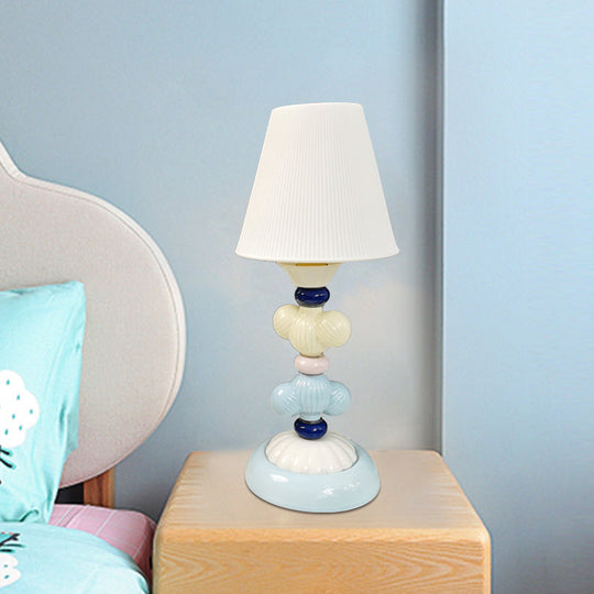 Kids Book Light - Fabric Conical Table Lamp With Ceramic Base (White)