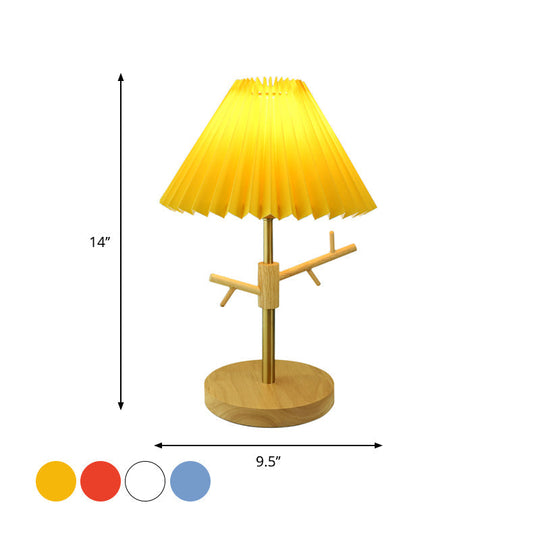 Nordic Folded Night Table Lamp: Modern Desk Light With Ornament Rack In White/Red/Yellow