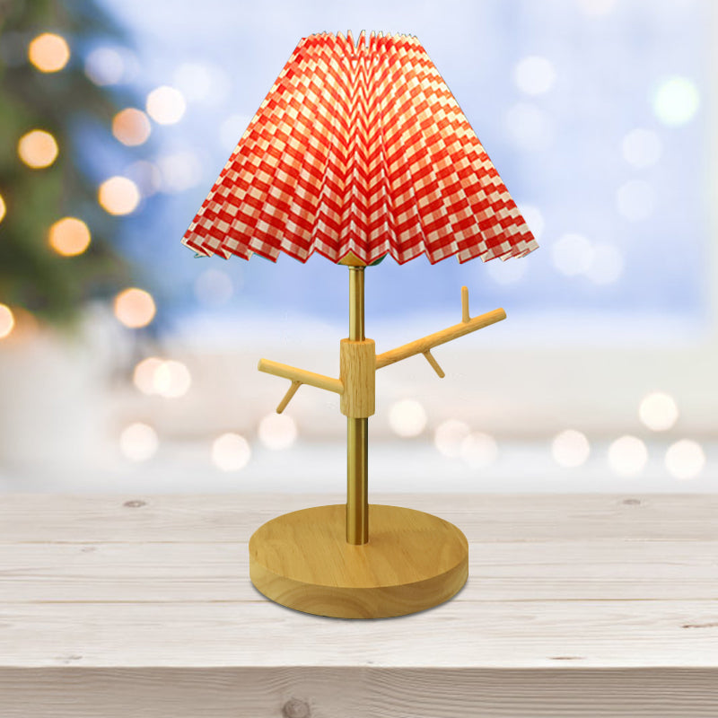 Nordic Folded Night Table Lamp: Modern Desk Light With Ornament Rack In White/Red/Yellow