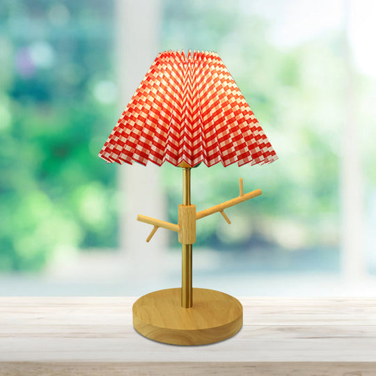 Nordic Folded Night Table Lamp: Modern Desk Light With Ornament Rack In White/Red/Yellow