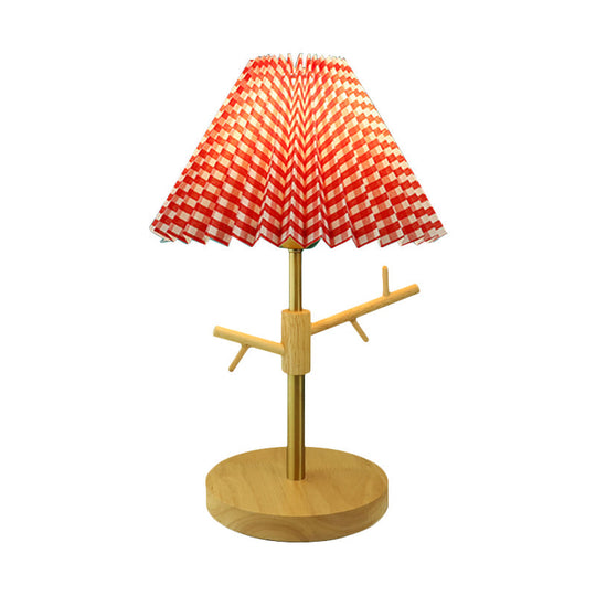 Nordic Folded Night Table Lamp: Modern Desk Light With Ornament Rack In White/Red/Yellow