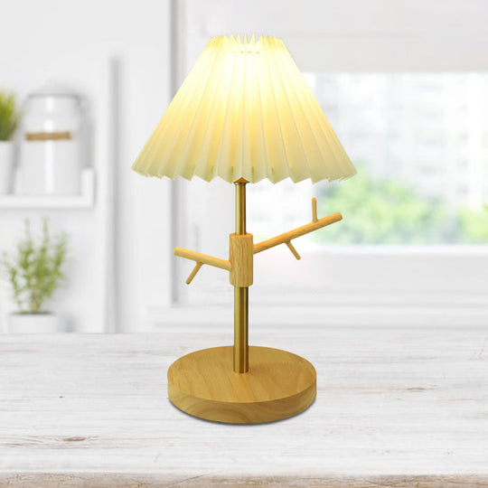 Nordic Folded Night Table Lamp: Modern Desk Light With Ornament Rack In White/Red/Yellow