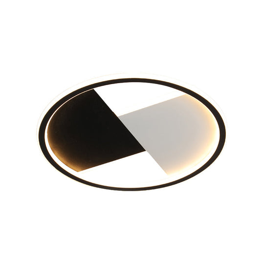 Simple LED Circular Ceiling Light in Black and White - Metal Flush Mount Lamp