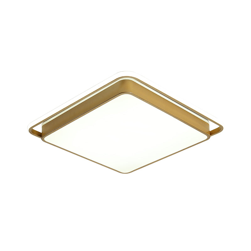 Gold Square Ceiling Flush Mount Led Metal Light Modernism Design Multiple Sizes Warm/White For