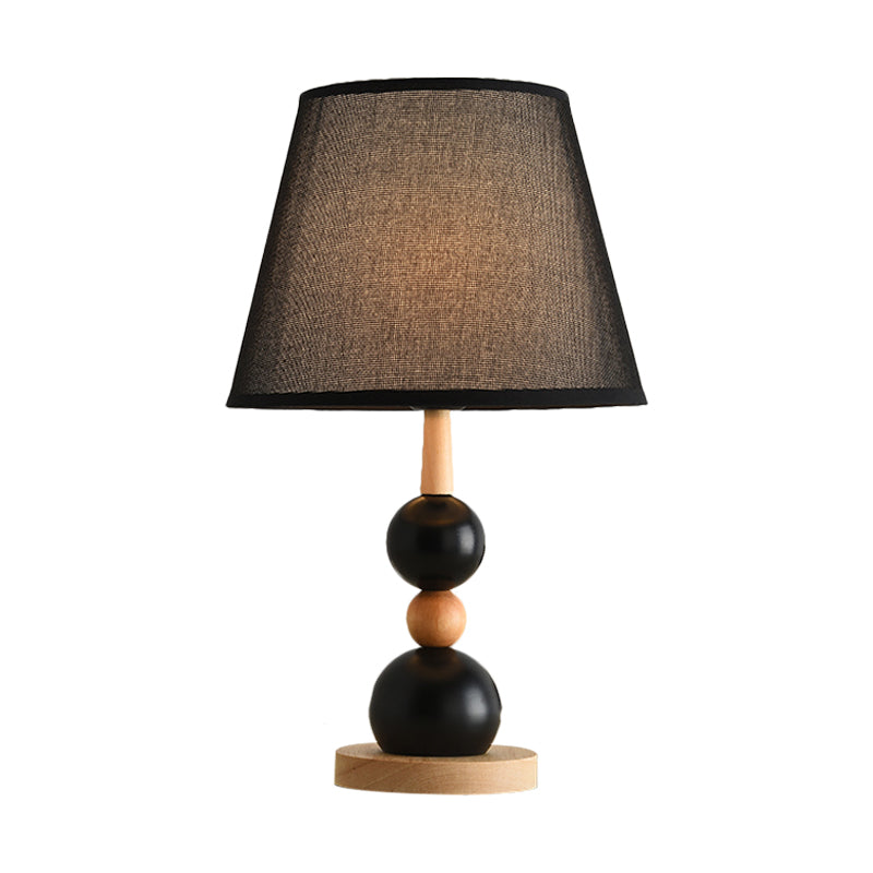 Modern Cone Desk Light: 1-Head Study Room Table Lamp With Round Wooden Base In Black/White