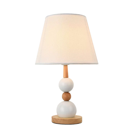 Modern Cone Desk Light: 1-Head Study Room Table Lamp With Round Wooden Base In Black/White