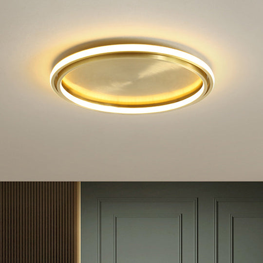 Plafonnier LED circulaire moderne à encastrer en or - 16"/19,5" de large pour chambre à coucher