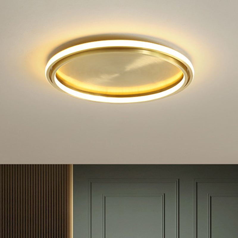 Modern Led Circle Flush Mount Ceiling Light In Gold - 16/19.5 Wide For Bedroom / 16